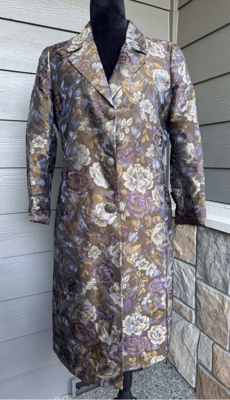 Etro Floral Jacquard Long Coat in Multicolor